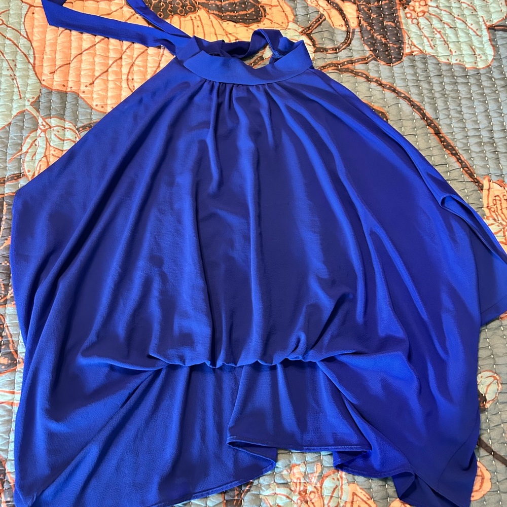 Elegant Blue Draped Women's Halter Style Top